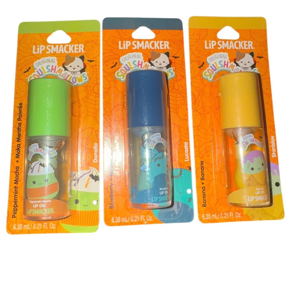 Lip Smacker X Squishmallows Lip oil Set of 3  - Green, Blue, Yellow
